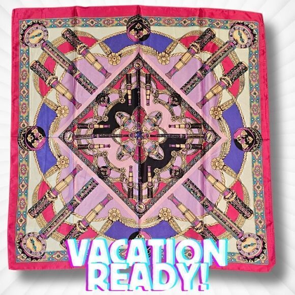 Womens Luxury SATIN Print SCARF Hair Scarf Neck Scarf Beach Wear 90cmX90cm NWT - Picture 1 of 11